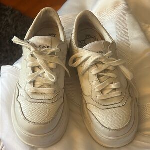 Gucci Cream Lace-Up Sneakers